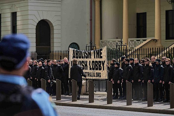 A National Socialist Network rally held outside NSW parliament on Saturday.