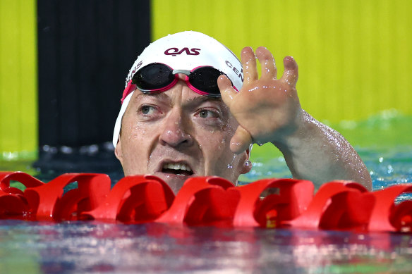 Grant ‘Scooter’ Patterson after swimming a qualifying time.