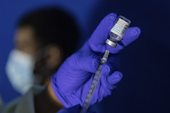 A syringe with the Mpox vaccine.