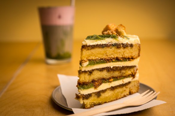 Layer cake by the slice at Raya.