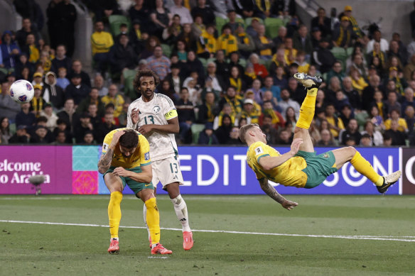 McGree’s bicycle kick just missed.