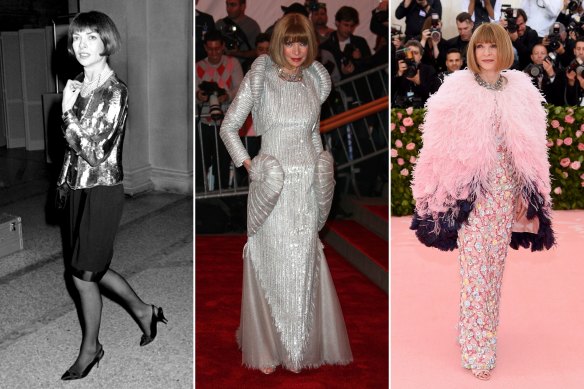 Anna Wintour at the Met Gala through the years ... (from left) 1989, 2008 and 2019.
