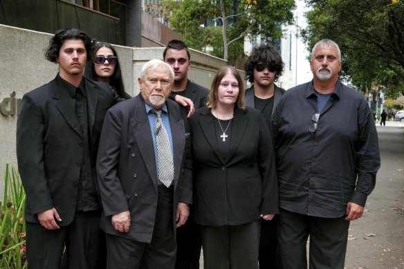 George Diamond’s family (back row from left): sister Eva and brothers Christian and Isiah. Front row:  brother Perry, grandfather George, mother Shayla and father Vic.