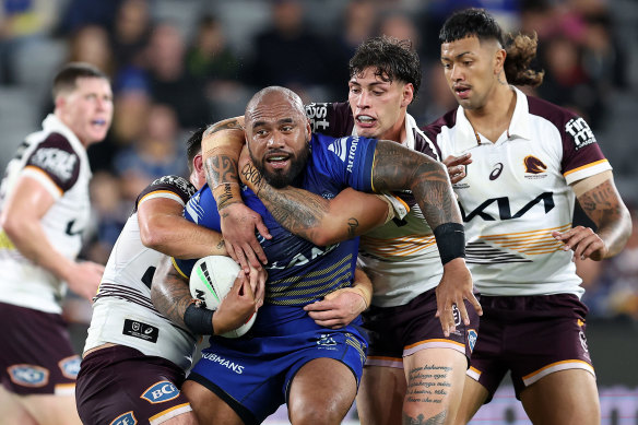 Junior Paulo in action against the Broncos earlier in the year.