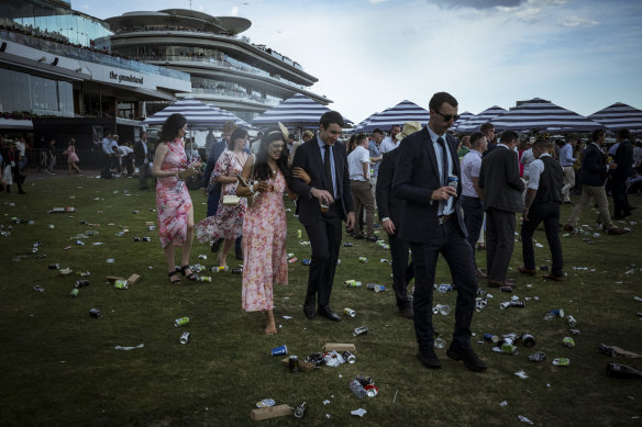 Punters enjoy the festivities at Melbourne Cup Day.