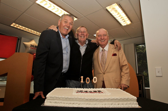 John Singleton (centre) signed Ray Hadley (left) and Alan Jones for 2GB.