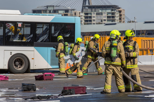 An emergency exercise at Sydney Airport in 2016.