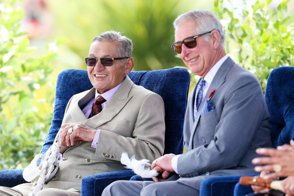 Then-prince Charles and Kiingi Tuheitia in Ngaruawahia, New Zealand in 2015.