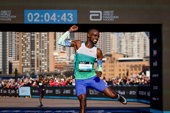 Addisu Gobena wins the Sydney Marathon. 