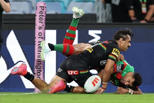 Alex Johnston in action against Penrith.