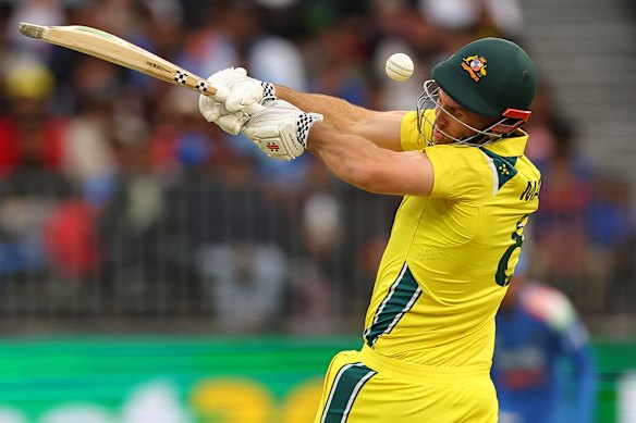 Marsh is struck by a delivery. 