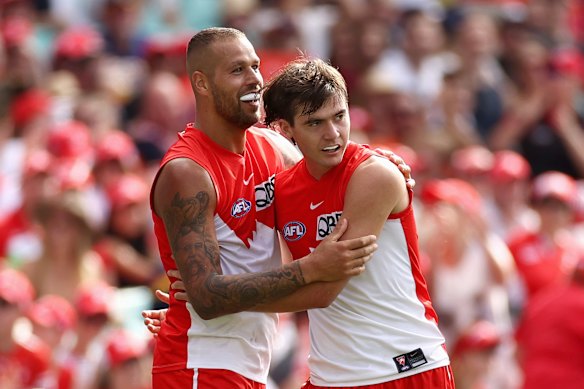 Logan McDonald with Lance Franklin in 2021.