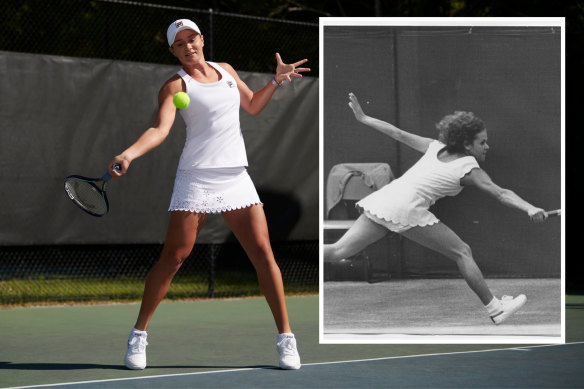 World number one Ash Barty (main) will wear an outfit inspired by Evonne Goolagong’s 1971 winning ensemble.