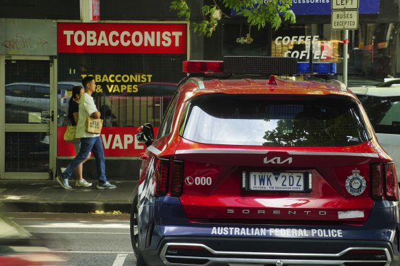 Illicit tobacco is being sold openly in Melbourne, including near the headquarters of the federal police.
