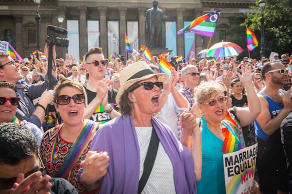  Thousands of Melburnians turned out to celebrate the Yes vote in 2017.