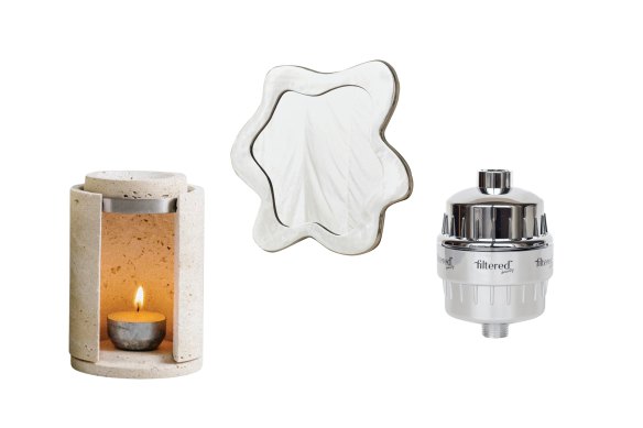 “Magma” oil burner; “Florence” wall mirror; Shower purifier.  