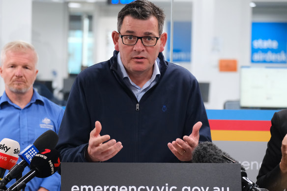 Premier Daniel Andrews at the State Control Centre in Melbourne on Tuesday.
