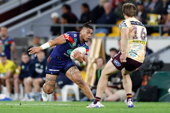Leka Halasima in action against the Broncos. 