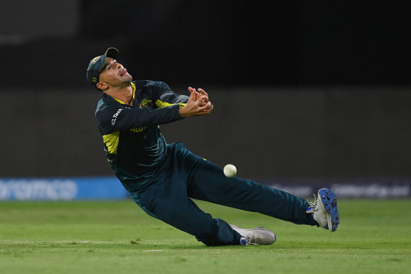 Ashton Agar drops a catch against Afghanistan.