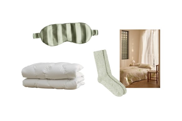Summer quilt; Silk eye mask; Bed socks; “Maja” quilt cover:  