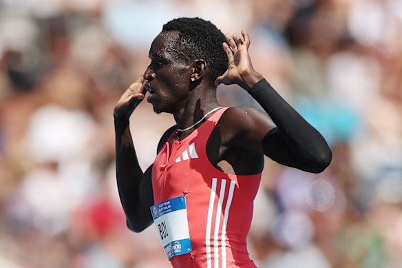 Peter Bol set a stunning new national mark in the men’s 800 metres.