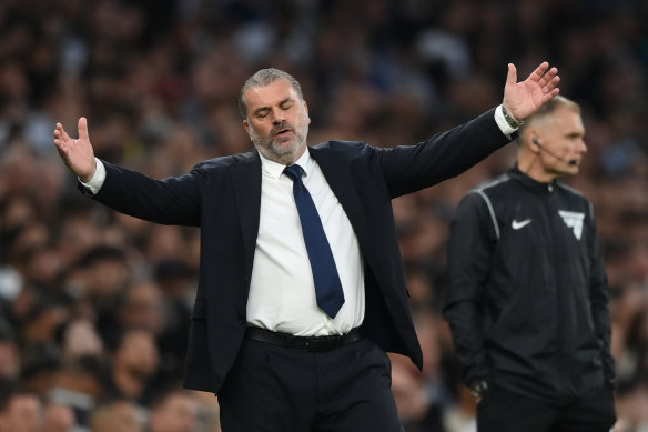 Ange Postecoglou during Tottenham’s loss to City.