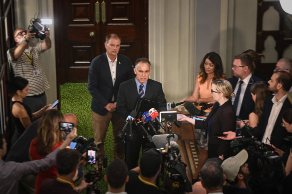 John Pesutto after the vote on returning Moira Deeming to the Liberal party room.