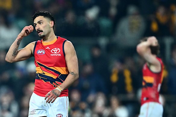 Izak Rankine of the Crows earlier in the season.