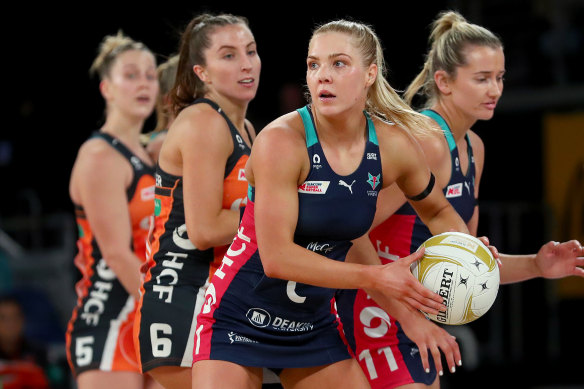 Kate Moloney in action in the  preliminary final against the GWS Giants.