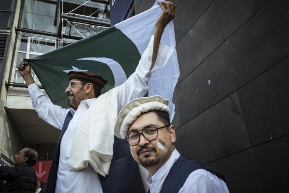 Pakistan supporters Hassan Anees and his father Najib Hussein await the MCG clash.