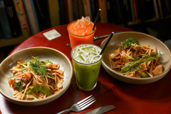 The beef cheek pappardelle at Ampersand Café and Bookstore in Paddington.