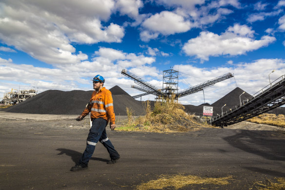 A worker at the Stanmore coal mine in the Bowen Basin, Queensland.