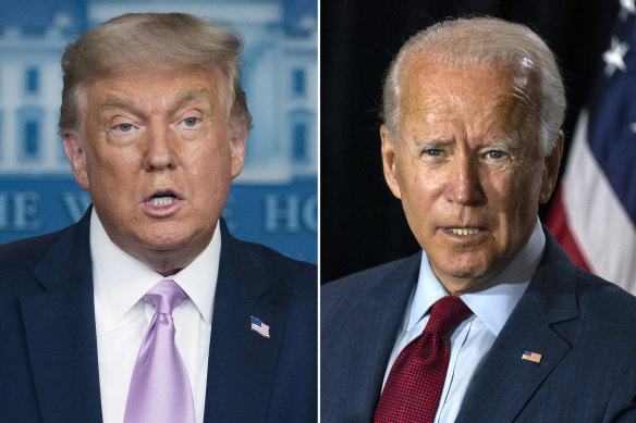 Donald Trump has scoffed at polls that show him lagging behind rival Joe Biden.