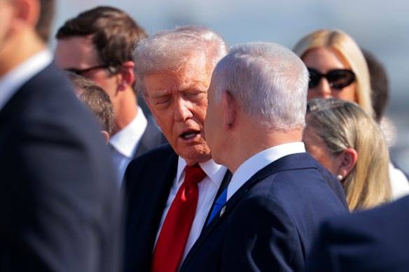 Israeli Prime Minister Benjamin Netanyahu greets US President Donald Trump in Tel Aviv last week.
