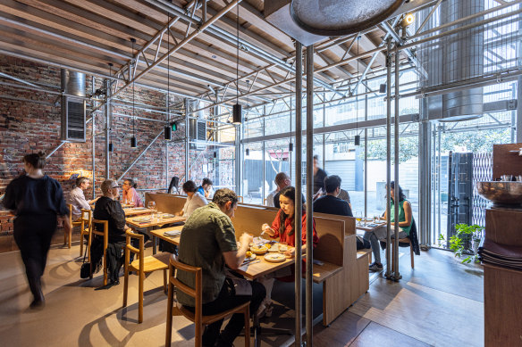 The downstairs communal table has gone, but the scaffolding remains.