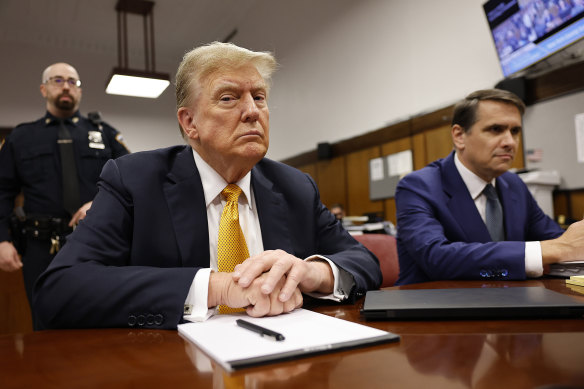 Donald Trump in court a New York court in May, during his hush money trial.