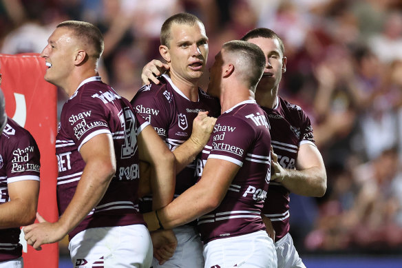 Manly fullback Tom Trbojevic is being used as first receiver towards the end of attacking sets.