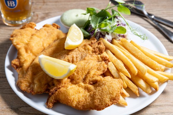 Lemon schnitzel is crumbed to order: