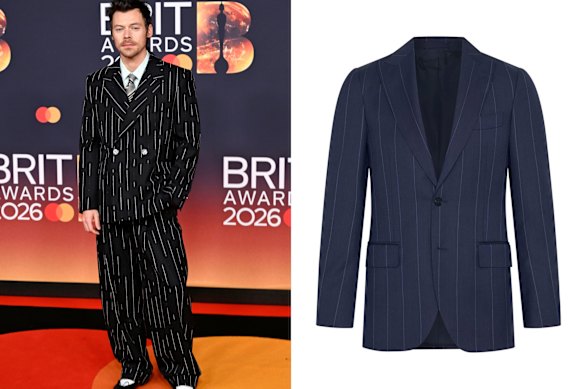 Above left: Harry Styles; right: MJ Bale jacket.