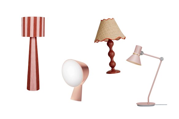 “Cindy” floor lamp; “Binic” table lamp; “Evie” table lamp; “Type 80″ desk lamp  