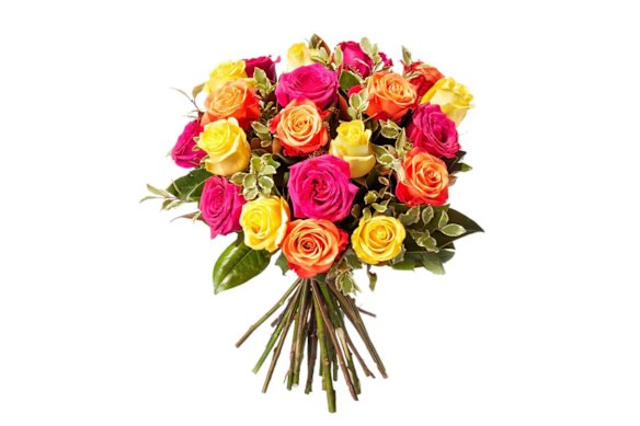 “Rose Kaleidoscope” bouquet, 10 stems, $120.