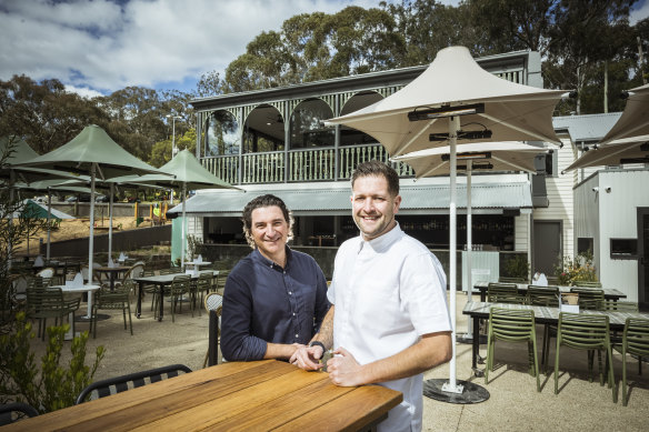 Studley Park Boathouse head of wine Matt Skinner (left) and executive chef Christian Abbott.