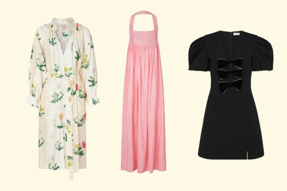 Oroton’s Poppy Lace-Up Dress and Strappy Sun Dress. Rebecca Vallance’s Amara Bow Mini Dress.