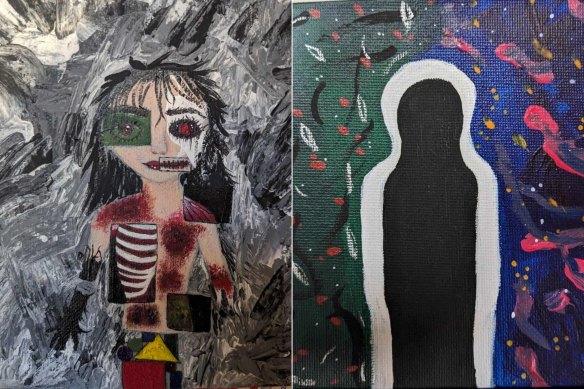Artworks by Les*, 20, depicting their dissociation.