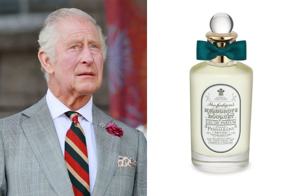King Charles III and Penhaligon’s ‘Highgrove Bouquet’, ($320, 100ml).  The fragrance is a collaboration between the English perfumery and the monarch, with a portion of sales going to The Prince’s Trust.