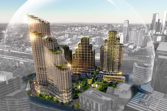 An artist’s render of Gurner’s proposed Elysium Fields in Melbourne.