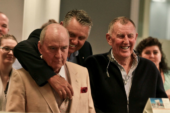 Alan Jones, Ray Hadleyand John Singleton in 2016.