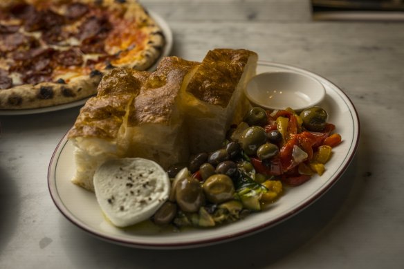 The antipasto plate at Baby Pizza, Richmond. 