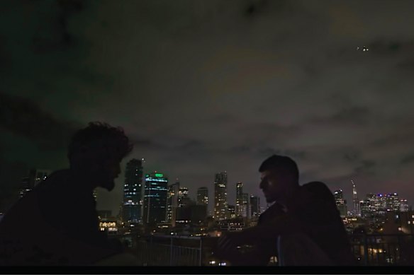 A scene from the documentary NAZA, which was filmed on the rooftops of Tel Aviv at night in extreme secrecy.