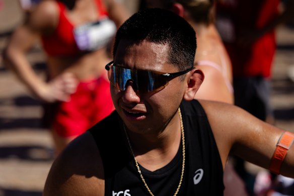 Raul Carrera after finishing his first Sydney Marathon. 